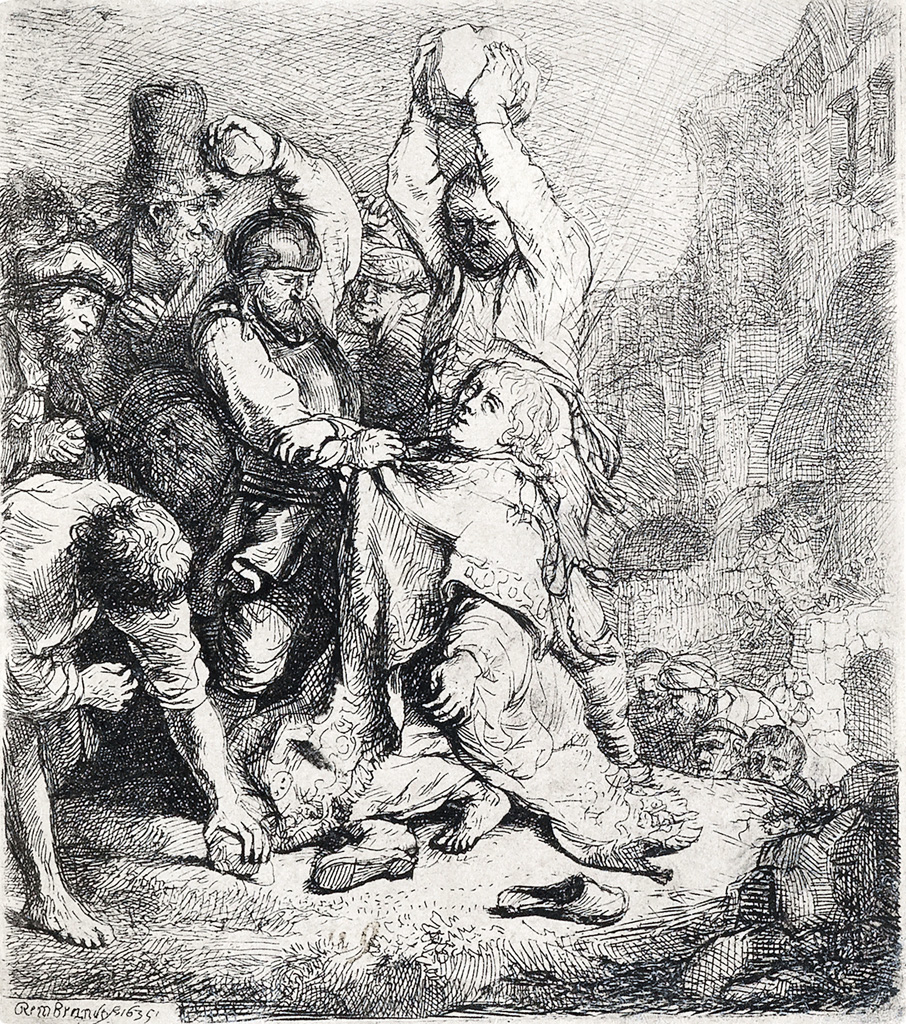 Appraisal: REMBRANDT VAN RIJN The Stoning of St Stephen Etching and