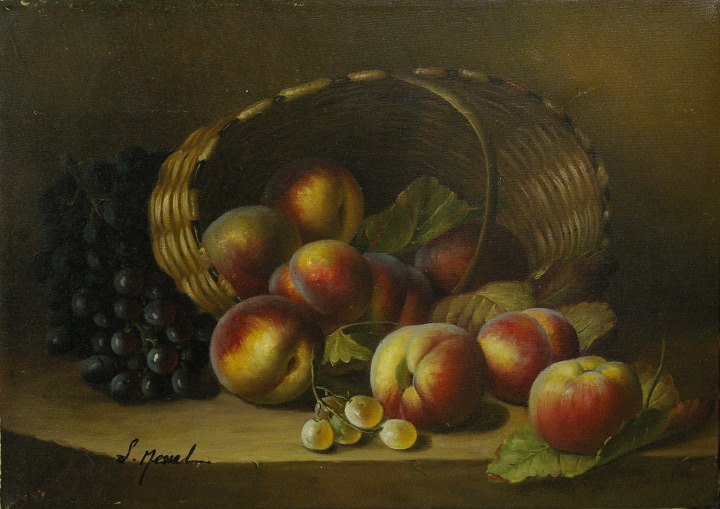 Appraisal: American School st Century Still Life with Basket of Peaches