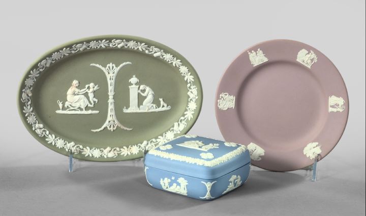 Appraisal: Three-Piece Group of Wedgwood Jasperware consisting of an early sage-green