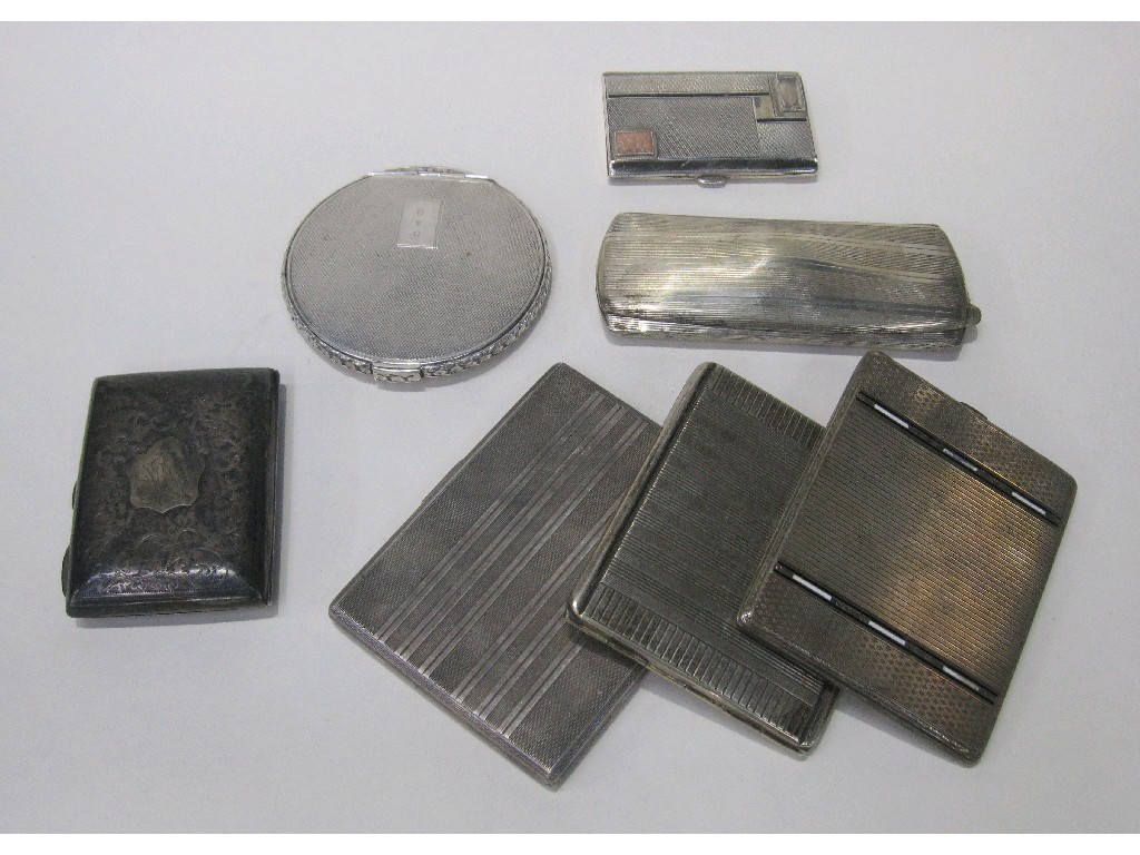 Appraisal: Lot comprising silver and EP cigarette cases a compact and