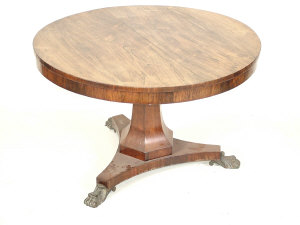 Appraisal: A George IV rosewood breakfast table circa the circular top