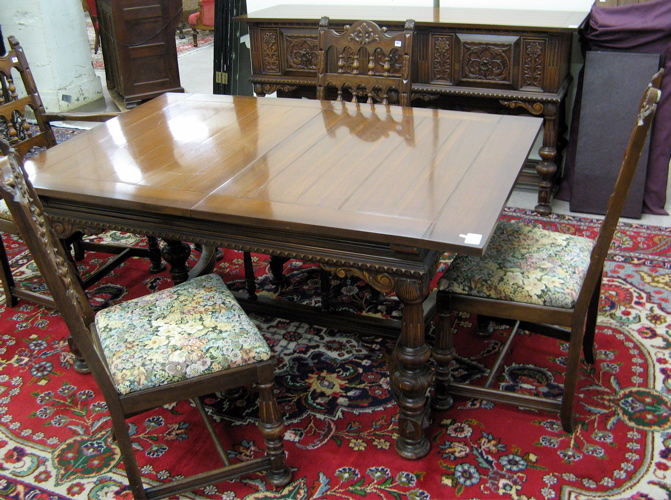 Appraisal: EIGHT-PIECE WALNUT AND MAHOGANY DINING SET American c 's comprising