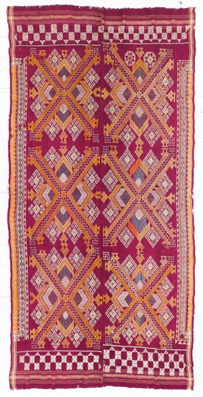 Appraisal: Antique Berber Moroccan Kilim Embroidery Rug ' ''x ' ''