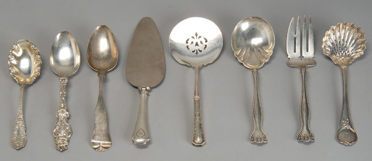 Appraisal: EIGHT AMERICAN SILVER SERVING PIECES By various makers Includes a