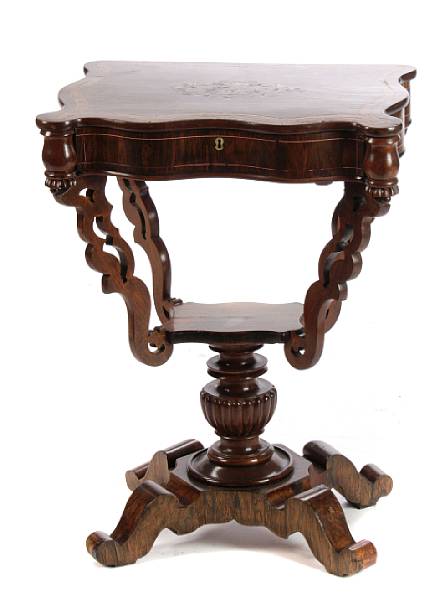 Appraisal: A Regency mixed wood inlaid sewing table height in width