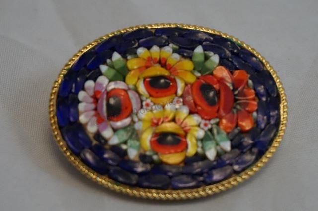 Appraisal: c 's hand set Micro Mosaic Flower pin brooch not