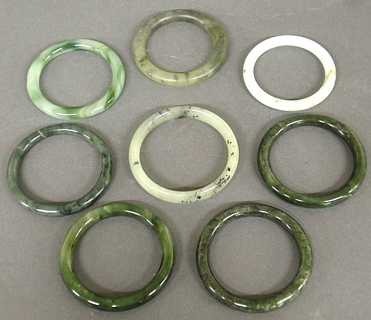 Appraisal: - Eight Asian jade bangle bracelets each dia -