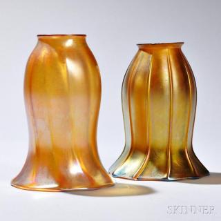 Appraisal: Quezal Art Glass Shade and Another Similar Shade Art glass