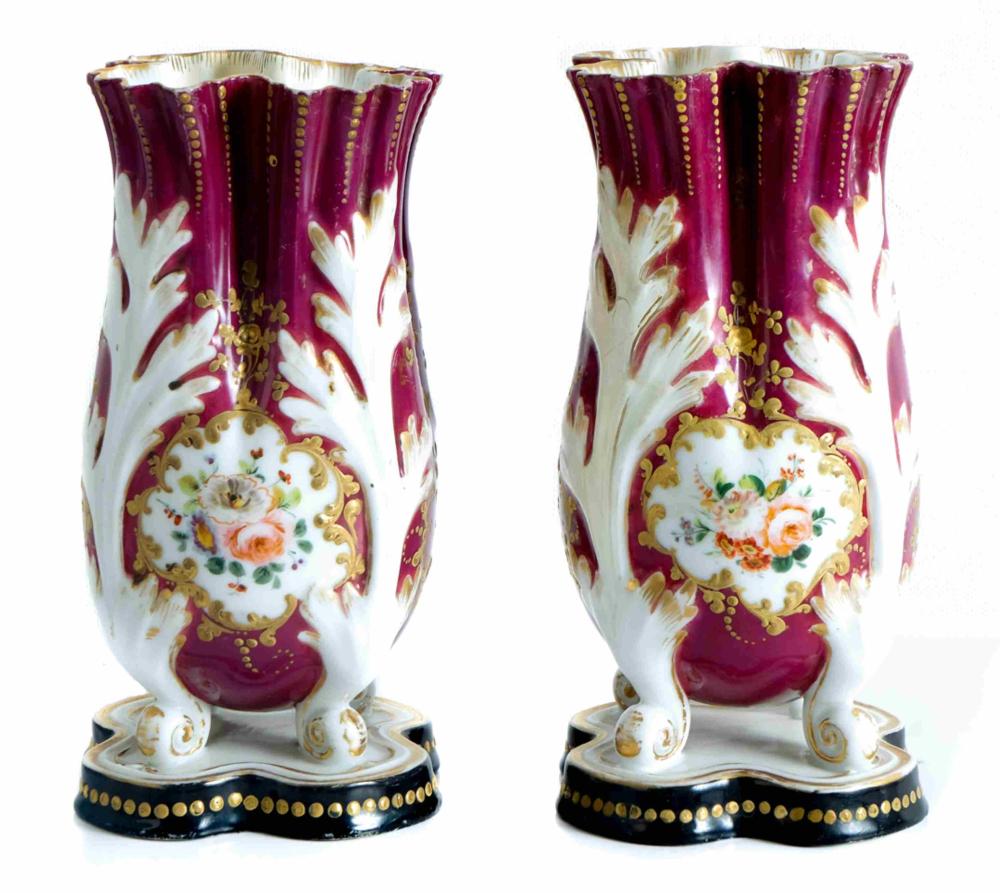 Appraisal: PAIR FRENCH PORCELAIN LETTUCE FORM VASESPair of French porcelain lettuce