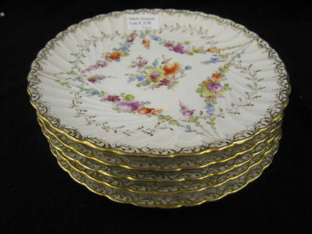 Appraisal: Dresden Porcelain Handpainted Plates florl gold