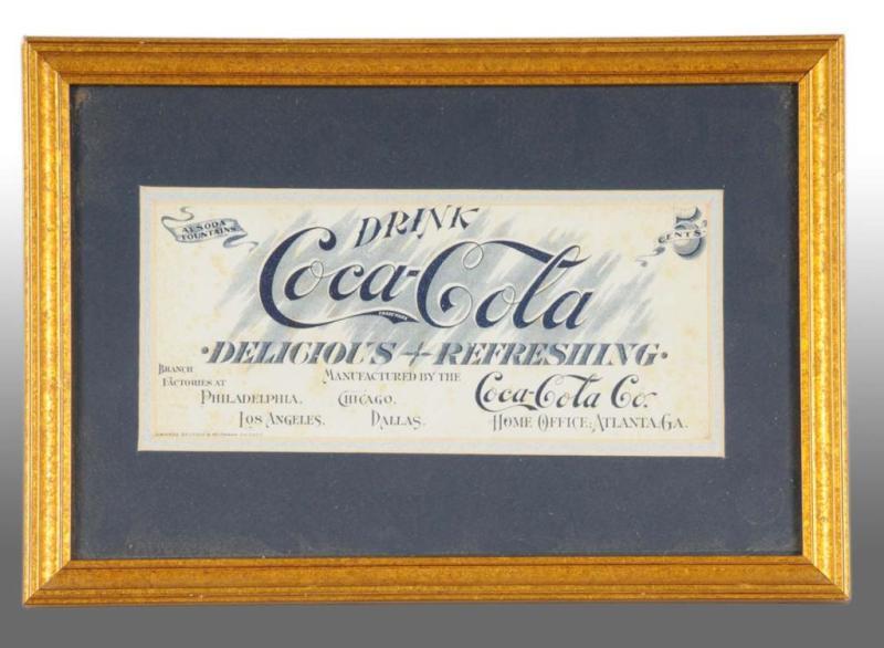 Appraisal: Coca-Cola Ink Blotter Description Circa Framed under glass Displays very