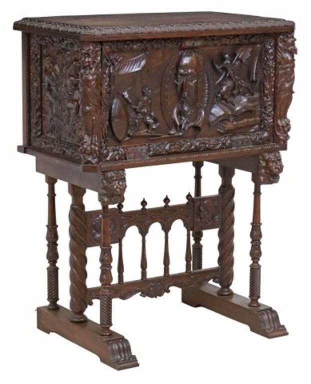 Appraisal: Spanish walnut bargueno vargueno early th c fall-front panel with