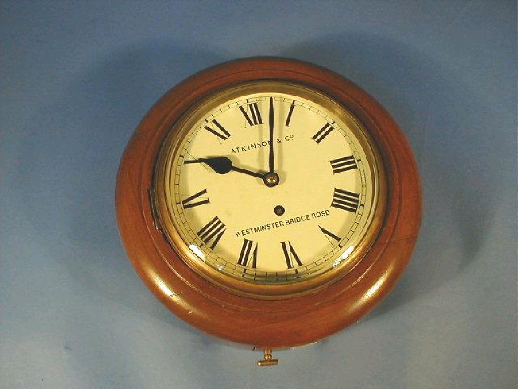 Appraisal: A wall clock with painted dial marked ATKINSON CO WESTMINSTER