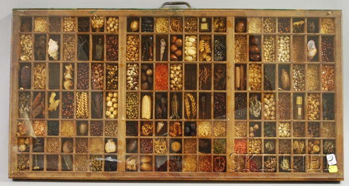 Appraisal: Collection of Grains Seeds and Beans in a Printer's Divided