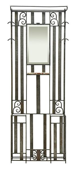 Appraisal: A SMALL ART DECO WROUGHT IRON AND MARBLE HALL STAND