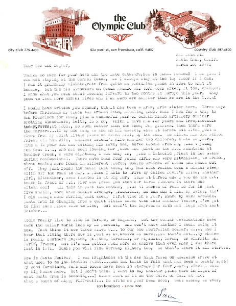 Appraisal: REID SAM C - Typed Letter Signed Sam p folio