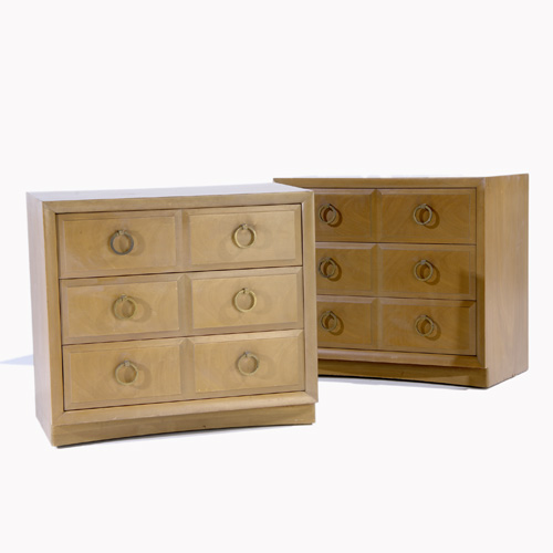 Appraisal: T H ROBSJOHN-GIBBINGS WIDDICOMB Pair of three-drawer chests with brass