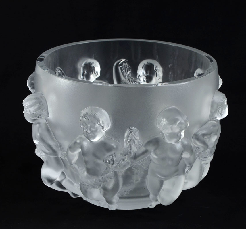 Appraisal: LARGE LALIQUE LUXEMBOURG FROSTED GLASS CENTER BOWL Frosted and molded