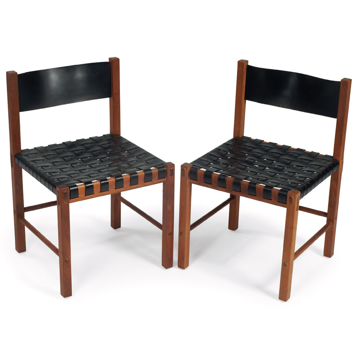 Appraisal: Craig Nealy chairs pair by Glenn of California hardwood frames