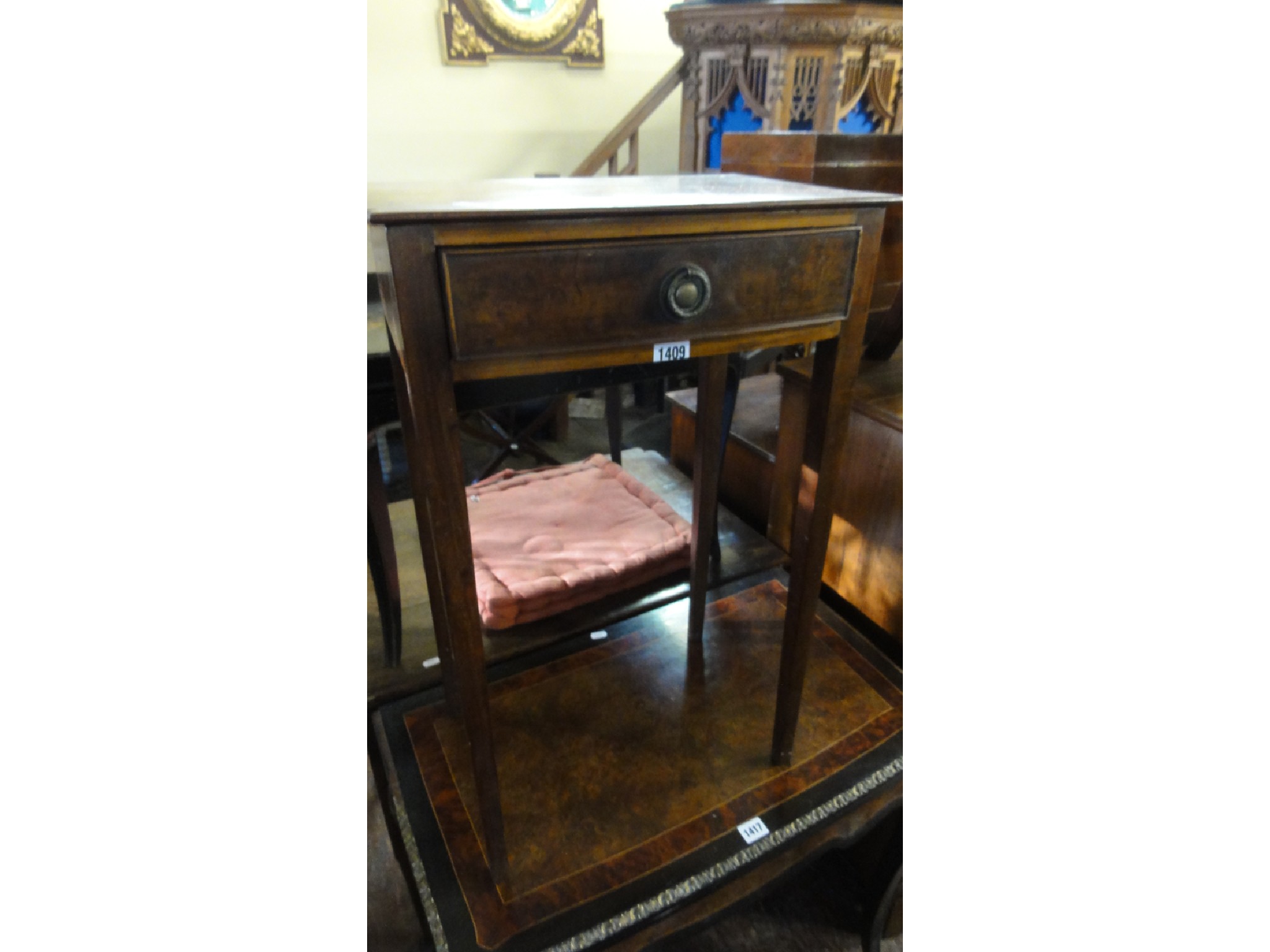 Appraisal: A th century mahogany side table of bow fronted outline