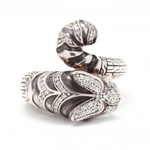 Appraisal: STERLING SILVER AND DIAMOND MACAN TIGER RING JOHN HARDY Designed