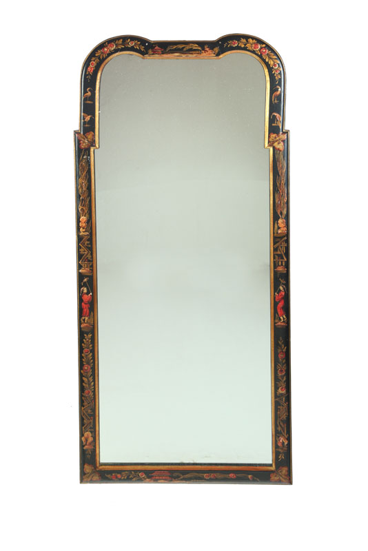 Appraisal: CHINOISERIE-STYLE MIRROR Italian th century Black lacquered mirror with gold