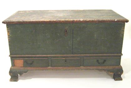 Appraisal: Green-painted blanket chest with drawers pennsylvania late th century The