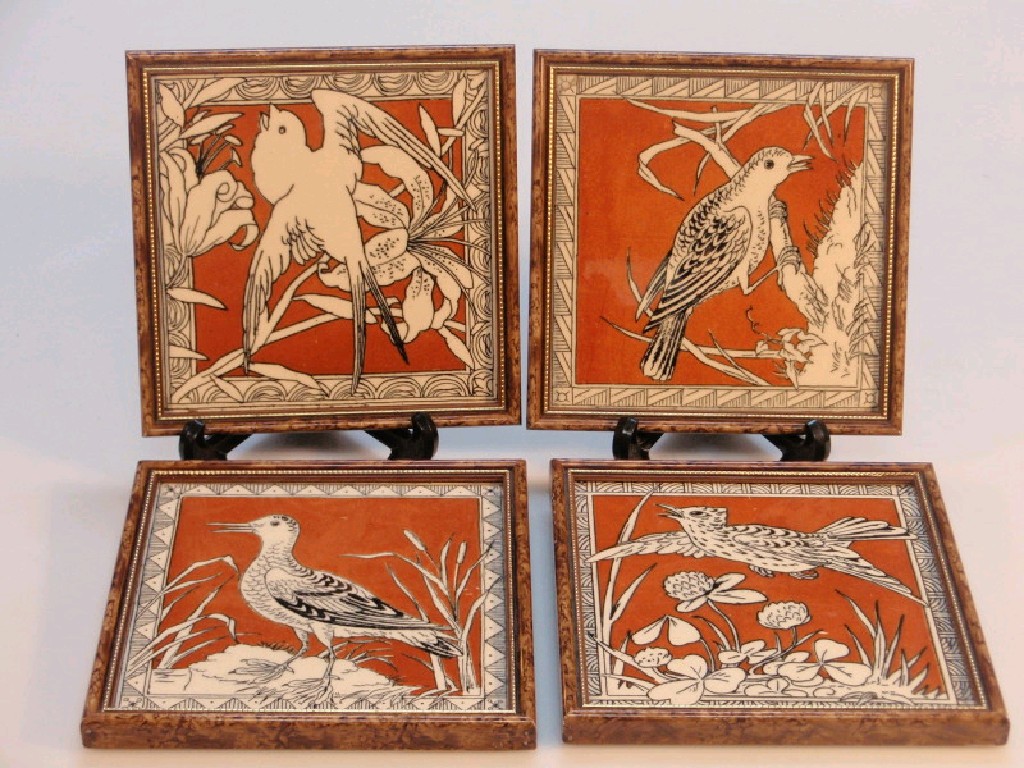 Appraisal: Four Victorian tiles by Minton Hollins Co each with differing