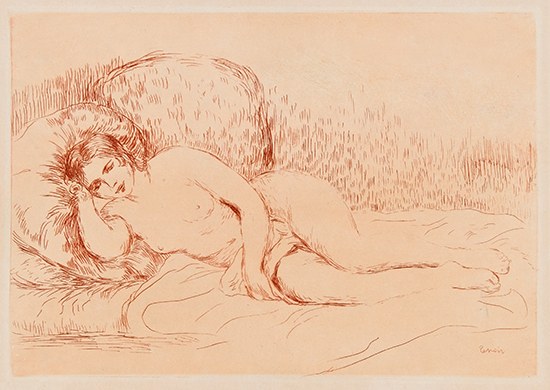 Appraisal: PIERRE-AUGUSTE RENOIR Femme couch e tourn e gauche Etching printed