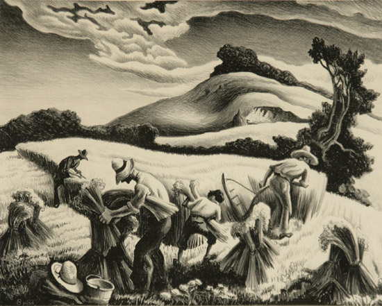 Appraisal: Thomas Hart Benton American - Cradling Wheat Fath Lithograph signed