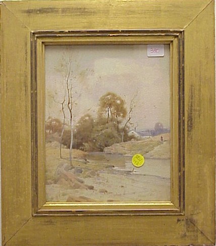 Appraisal: W C Hartson American - watercolor landscape river and cottage