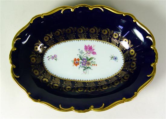 Appraisal: German Cobalt Porcelain Bowl Dresden type florals in center of