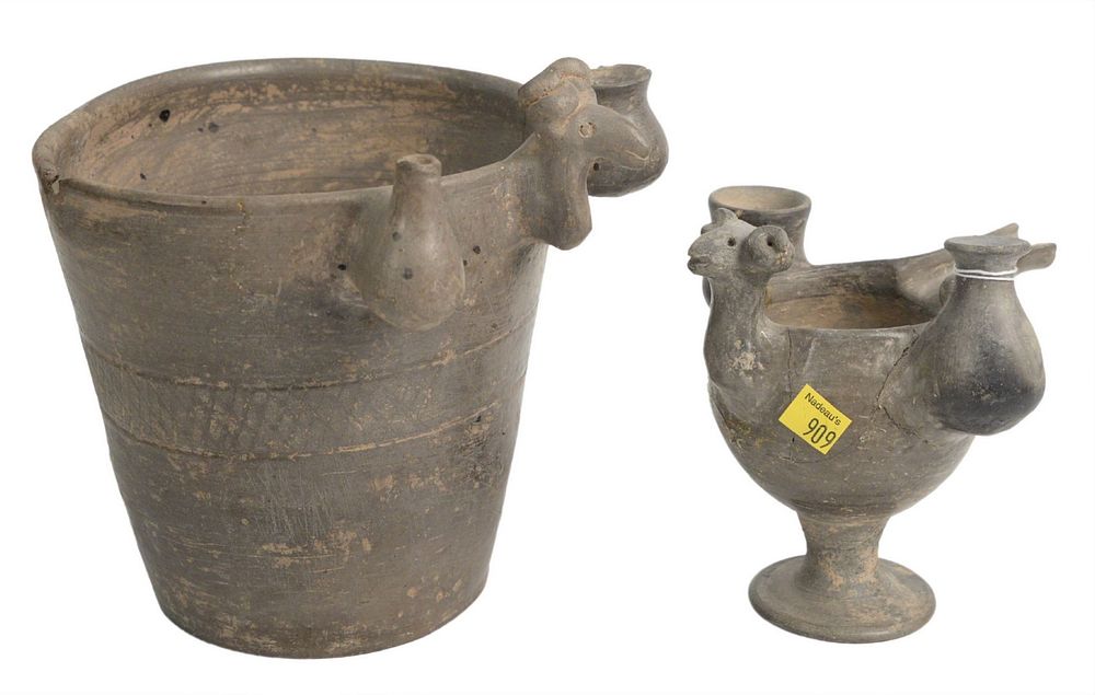 Appraisal: Two Ancient Pottery Vessels to include a grey vessel having