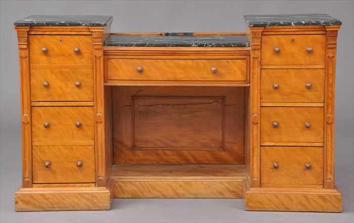 Appraisal: LATE VICTORIAN SATINWOOD SIDEBOARD The two pedestals fitted with deep