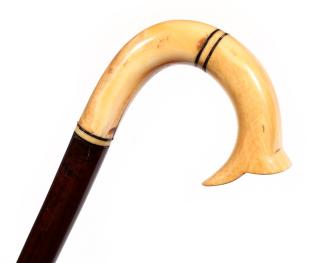 Appraisal: A TH CENTURY MARINE IVORY AND SNAKE WOOD CANE A