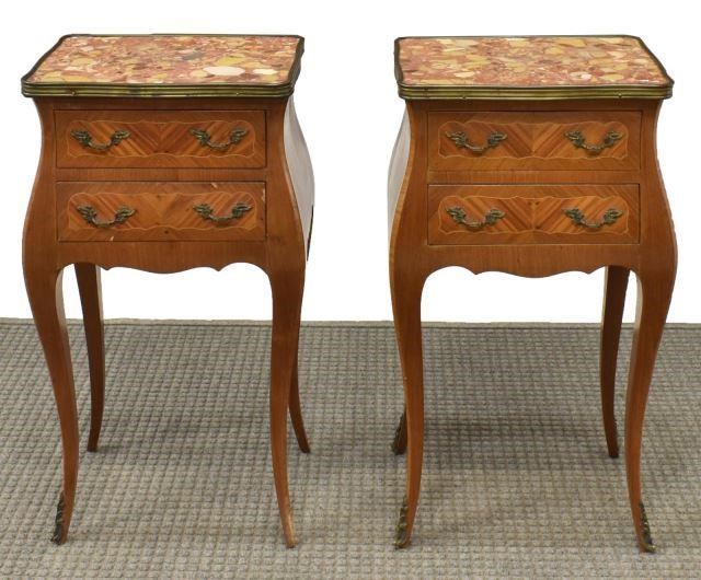 Appraisal: pair French Louis XV style mahogany bedside cabinets th c