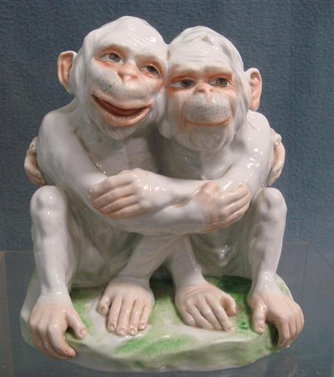 Appraisal: Dresden double monkey figurine h w Estimate -