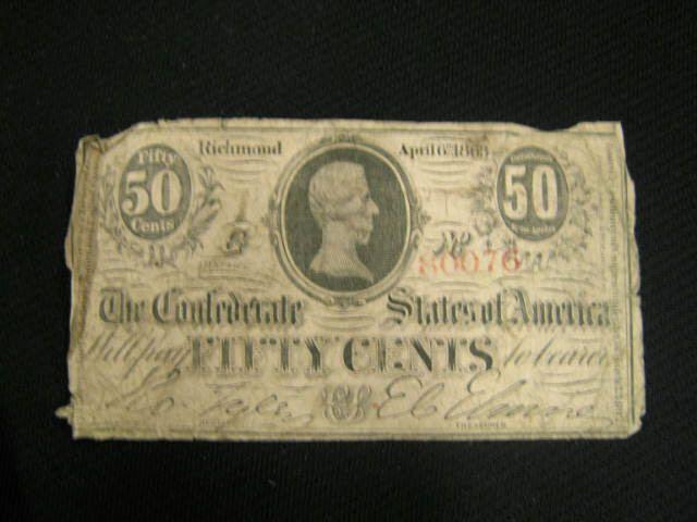 Appraisal: Confederate Fifty Cent Note Richmond Virginia