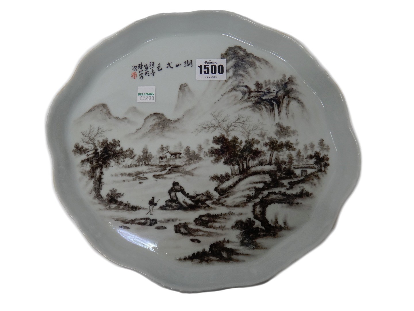 Appraisal: A Chinese porcelain shaped oval tray th century painted in