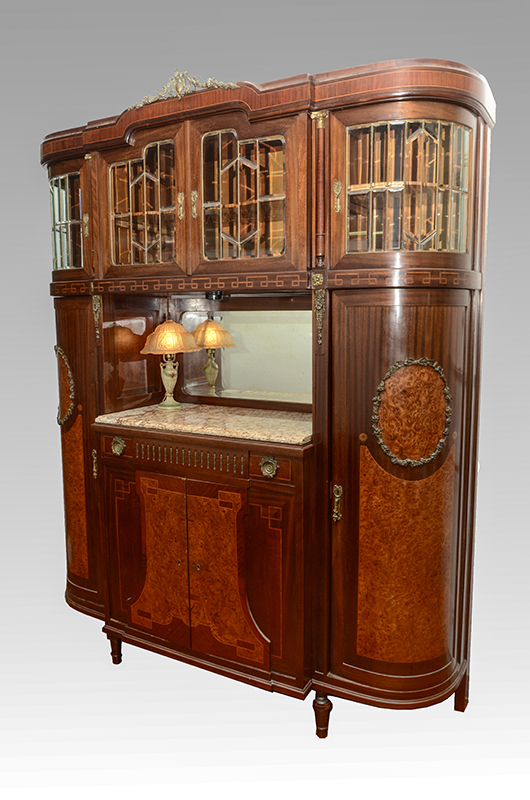 Appraisal: EMPIRE REVIVAL CURIO CABINET BAR Shaped top with applied cast