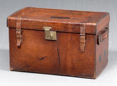 Appraisal: Dahlgren family trunk heavy leather construction throughout with brass mounts