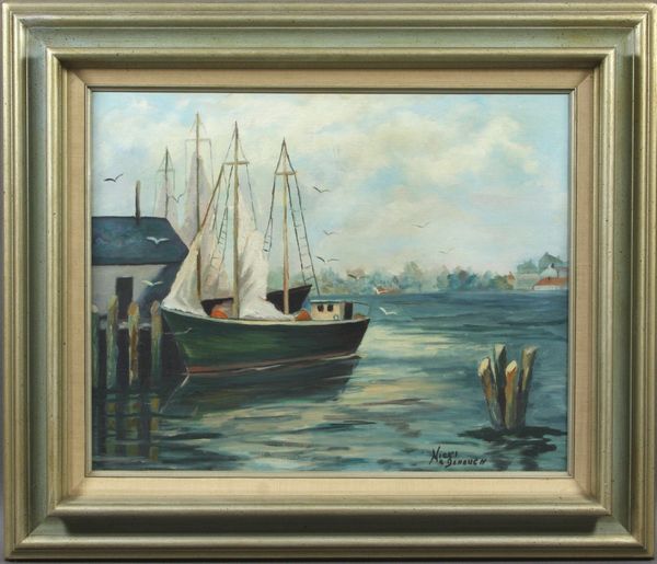 Appraisal: Vicki McDonough harbor scene th- st Century o b x