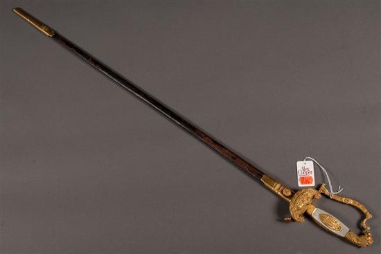 Appraisal: Continental Neoclassical style officer's sword and scabbard nd quarter th