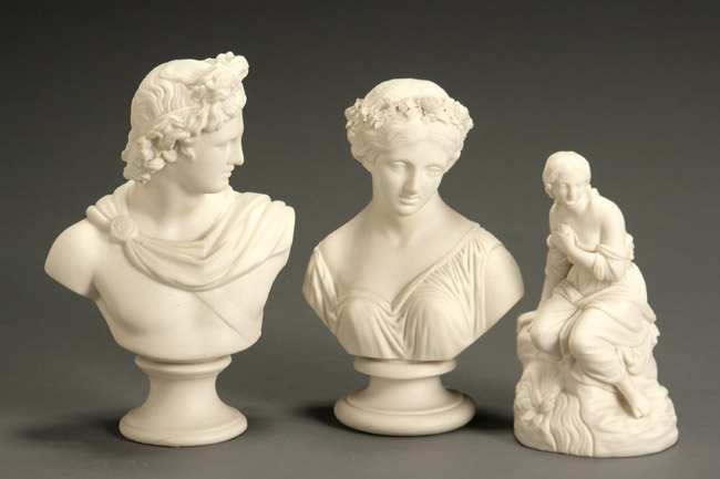 Appraisal: Two English Parian Busts and a Figure of a Seated