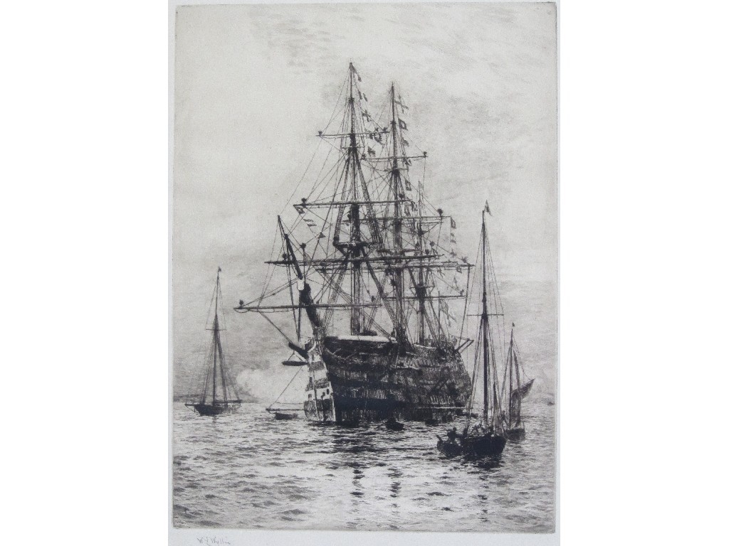 Appraisal: WILLIAM LIONEL WYLLIE RA RE - HMS VICTORY Etching signed