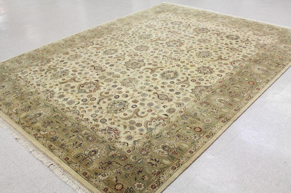 Appraisal: HAND KNOTTED ORIENTAL CARPET Indo-Persian overall floral Isfahan design on