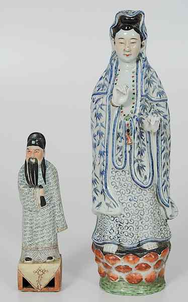 Appraisal: Chinese Porcelain Figures China Two porcelain figures including a female