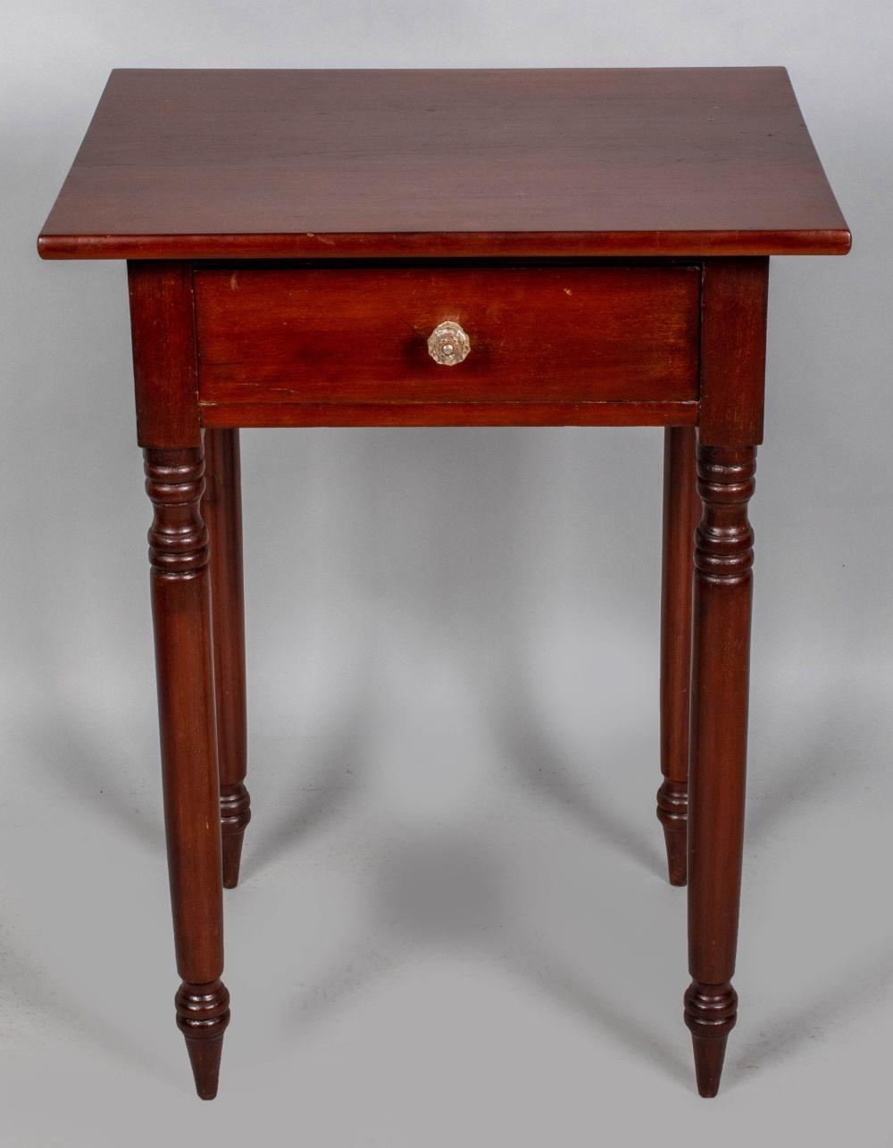 Appraisal: LATE FEDERAL CHERRY SIDE TABLE MID- TH CENTURY the rectangular