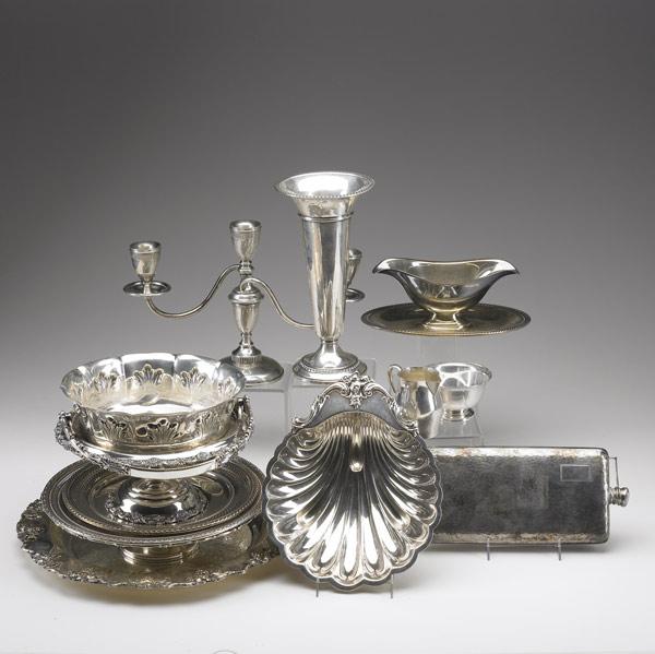 Appraisal: AMERICAN SILVER AND SILVERPLATE Nineteen pieces In sterling pair of