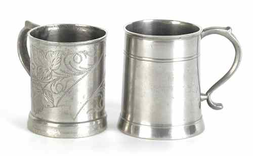 Appraisal: Two New York or New England pewter child's mugs ca